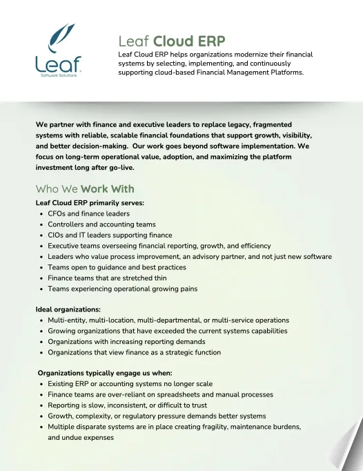 Leaf Cloud ERP - Sell Sheet